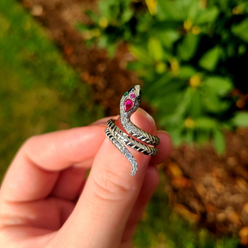 Ruby, Emerald & White Sapphire Cobra ring